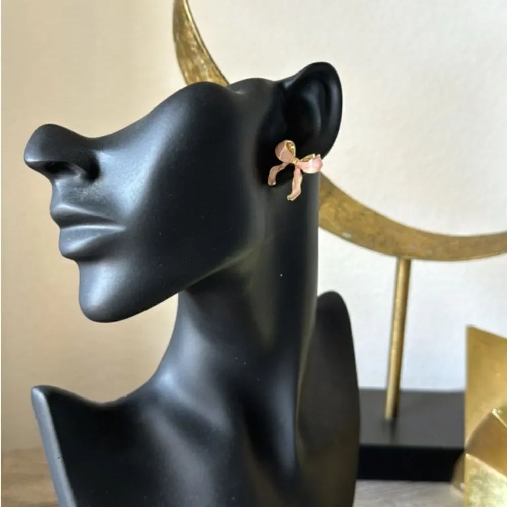 Pink bow earrings M78 - Picture 4 of 4